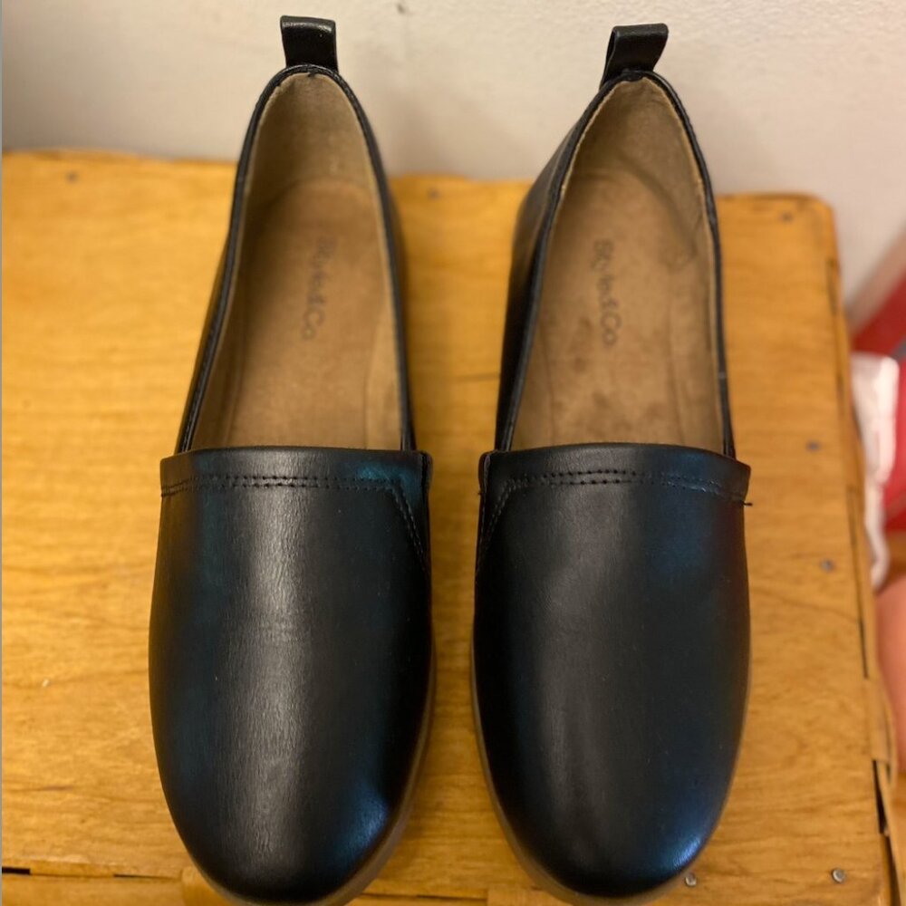 Style & Co Women's Nolaa Round-Toe Slip-on Flats - Black Smooth - sz 6M